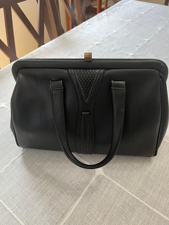 Handbags - VINTAGE MID 1960’S Black Structured Satchel Bag - women